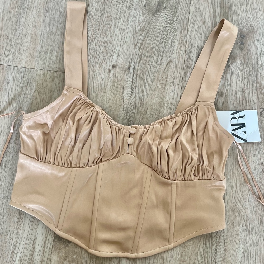 Zara SATIN EFFECT CORSET TOP size M